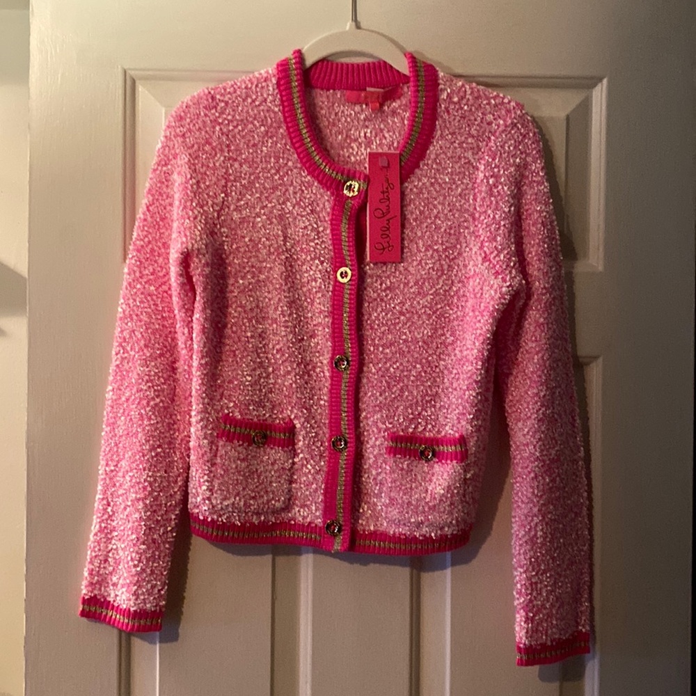 Lilly Pulitzer Kemsley Cardigan. Size Small Pink Isle Textured Mark